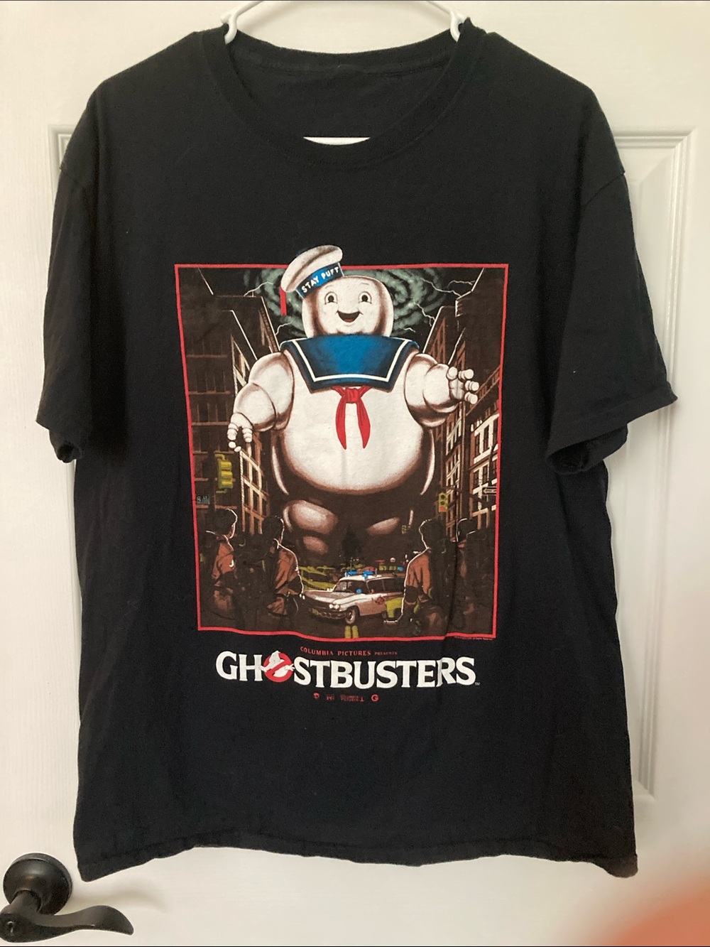 Men’s Black Ghostbusters Stay Puft Graphic Short Sleeve Tee Large
